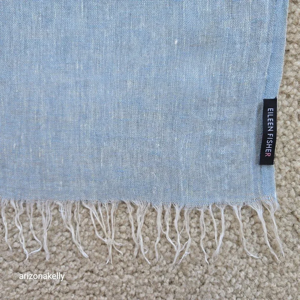 Eileen Fisher Linen Scarf Sky Blue Powder Blue
